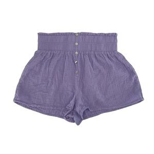 Mi Ami Purple High Waist Rough Hem Elastic Waistband Shorts Size Medium Women’s